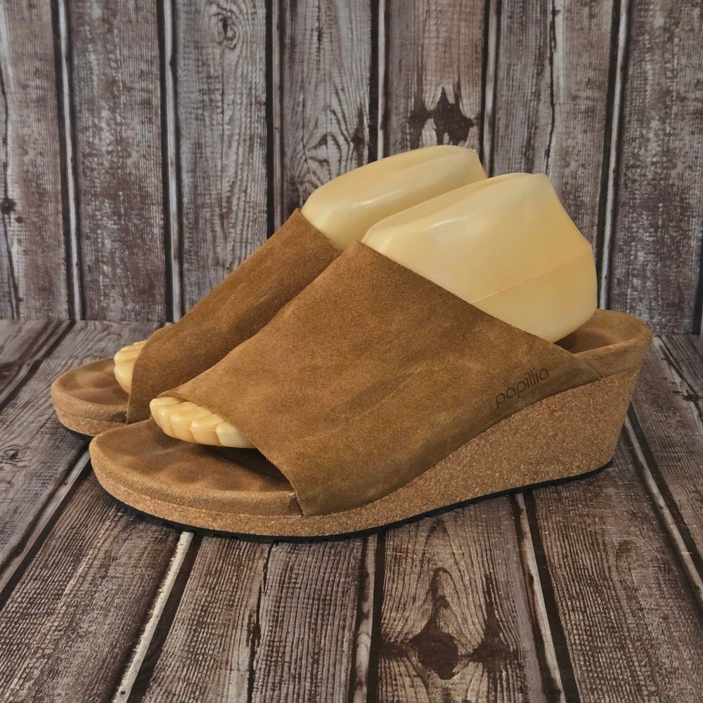 Sz 42 N/ 11 Birkenstock Papillio Namica Brown Suede Comfort Wedge Sandals VGUC